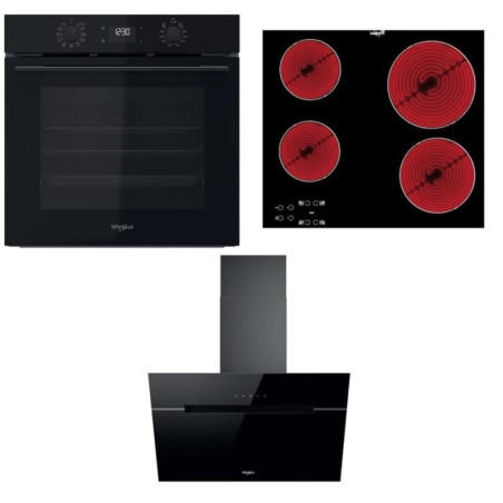Akční set spotřebičů Whirlpool trouba OMK58CU1SB + varná deska AKT8090NE +  digestoř WHVP62FLTSK