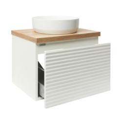 Koupelnová skříňka pod umyvadlo Naturel Savona 58x43x44,8 cm bílá lesk, deska dub halifax SAVONA60BIDDH