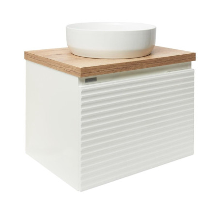 Koupelnová skříňka pod umyvadlo Naturel Savona 58x43x44,8 cm bílá lesk, deska dub halifax SAVONA60BIDDH