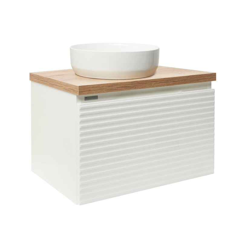 Koupelnová skříňka pod umyvadlo Naturel Savona 78x43x44,8 cm bílá lesk, deska dub halifax SAVONA80BIDDH