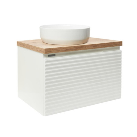 Koupelnová skříňka pod umyvadlo Naturel Savona 78x43x44,8 cm bílá lesk, deska dub halifax SAVONA80BIDDH