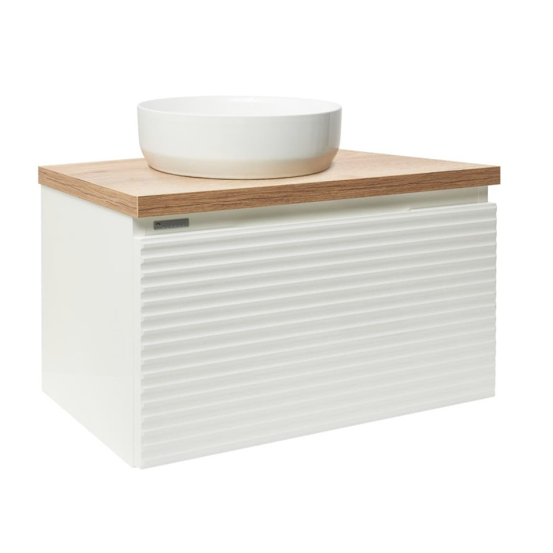 Koupelnová skříňka pod umyvadlo Naturel Savona 98x43x44,8 cm bílá lesk, deska dub halifax SAVONA100BIDDH