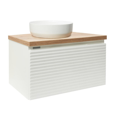 Koupelnová skříňka pod umyvadlo Naturel Savona 98x43x44,8 cm bílá lesk, deska dub halifax SAVONA100BIDDH