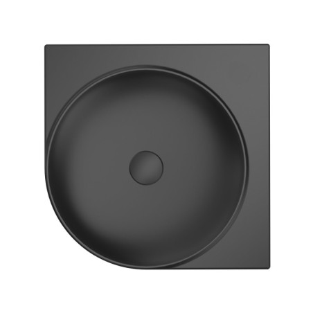 Umyvadlo Ravak Yard 45x45 cm černá mat bez otvoru pro baterii, bez přepadu XJX0D045000