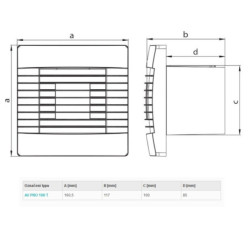 Haco ventilátor s žaluzií a časovým doběhem AVPRO100T