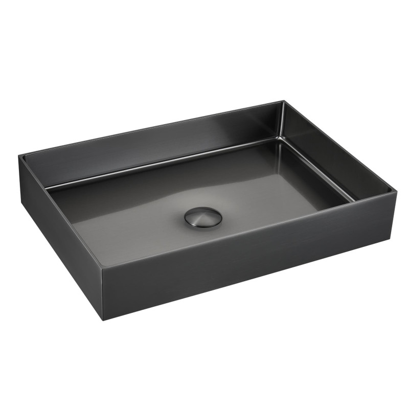 Umyvadlo na desku v barvě gun metal SAT Aurum 55x38 cm bez přepadu SATAUR5538BGM