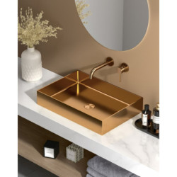 Umyvadlo na desku v barvě rose gold SAT Aurum 55x38 cm bez přepadu SATAUR5538BRG