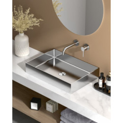 Umyvadlo na desku v barvě nerezu SAT Aurum 55x38 cm bez přepadu SATAUR5538BS