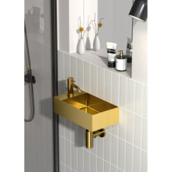 Závěsné umývátko ve zlaté barvě SAT Aurum 36x18 cm bez přepadu SATAUR3618BG