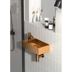 Závěsné umývátko v růžovozlaté barvě SAT Aurum 36x18 cm bez přepadu SATAUR3618BRG