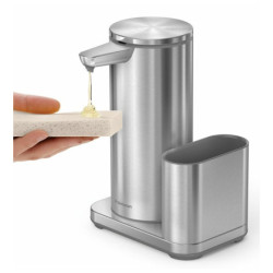 Bezdotykový dávkovač na mycí prostředek Simplehuman s držákem houbičky nerez SHST1077