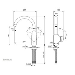 Dřezová baterie Ideal Standard CeraFlex chrom B1727AA