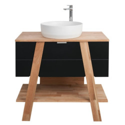 Koupelnová skříňka pod umyvadlo na desku Naturel Home 80x73x46 cm ořech/černá mat HOMEUMDC