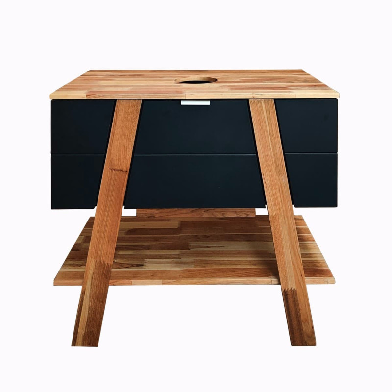 Koupelnová skříňka pod umyvadlo na desku Naturel Home 80x73x46 cm ořech/černá mat HOMEUMDC