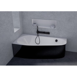 Asymetrická vana Polysan PROJEKTA L MONOLITH 156x77 cm akrylát levá černobílá 20111MB