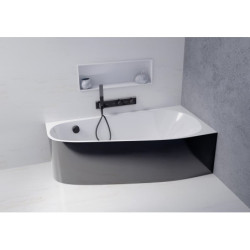 Asymetrická vana Polysan PROJEKTA R MONOLITH 156x77 cm akrylát pravá černobílá 21111MB