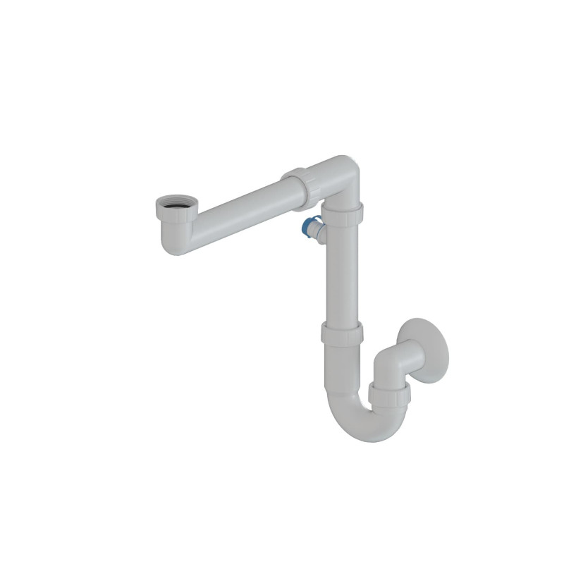 Dřezový sifon MULTI 6/4"x40 s odbočkou úsporný bílý DREZSIFON6440SLIM