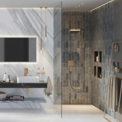 Sprchové rameno Hansgrohe na stěnu kartáčovaný bronz 24337140