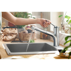Dřezová baterie Hansgrohe Zesis M33 s vytahovací sprškou, 2 proudy chrom 74820000
