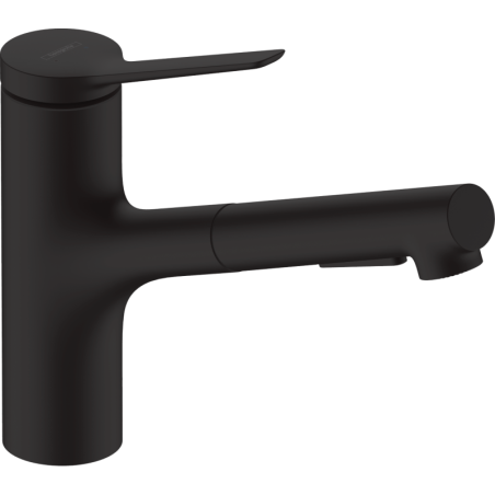 Dřezová baterie Hansgrohe Zesis M33 s vytahovací sprškou, 2 proudy matná černá 74821670