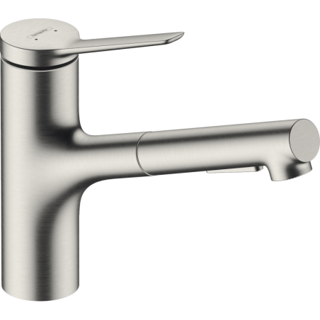 Dřezová baterie Hansgrohe Zesis M33 s vytahovací sprškou, 2 proudy nerez 74821800