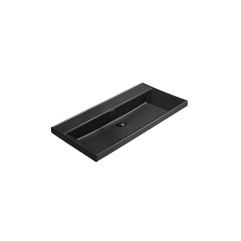 Nábytkové umyvadlo SAT B-Way 81x46,5 cm černé, otvor pro baterii uprostřed SATBW8046BKM