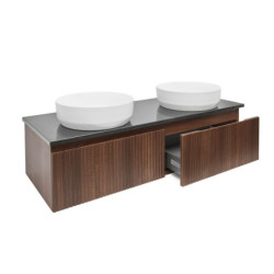 Koupelnová skříňka s deskou z umělého kamene SAT Evolution 118x30x44,8 cm ořech mat SATEVO120NATK