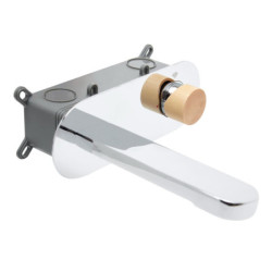 Umyvadlová baterie SAT Fusion včetně podomítkového tělesa dřevo SATBSFU101DS