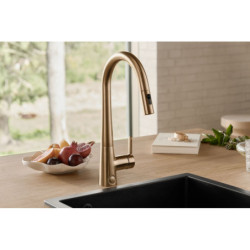 Dřezová baterie Hansa Designo s vytahovací sprškou, 2 proudy broušený bronz 5136228381