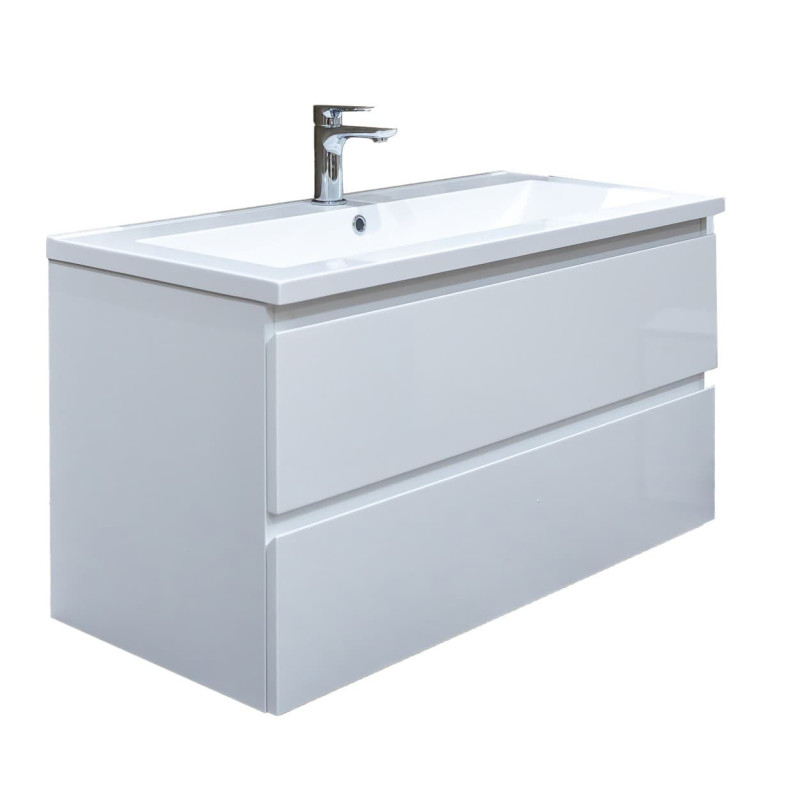 Koupelnová skříňka s umyvadlem SAT B-Way bílá lesk BWAY2100WU