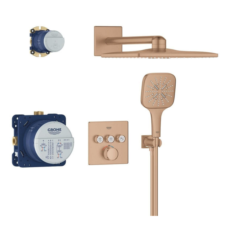 Sprchový systém GROHE Grohtherm SmartControl včetně podomítkového tělesa kartáčovaný Warm Sunset 34864DL0