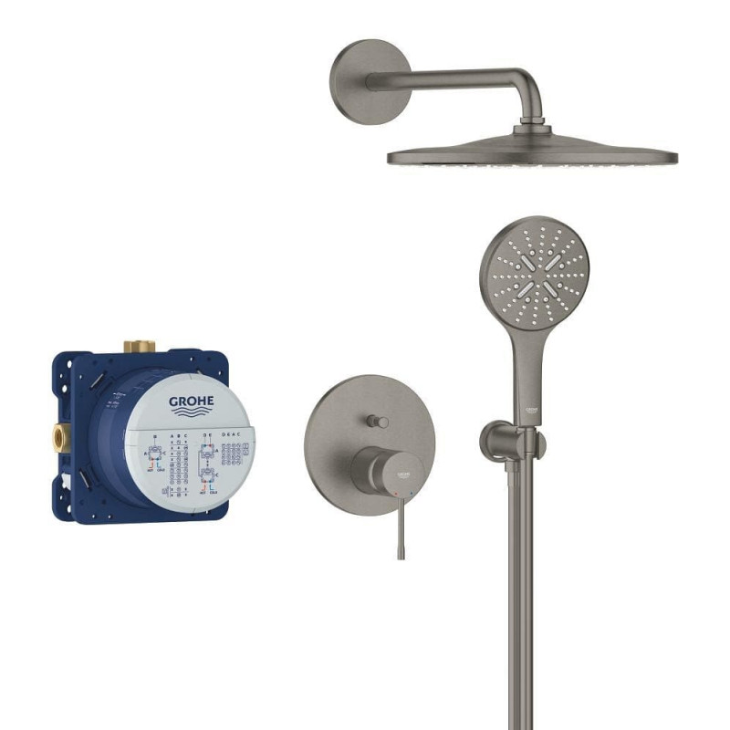 Sprchový systém GROHE Essence včetně podomítkového tělesa kartáčovaný Hard Graphite 25287AL0