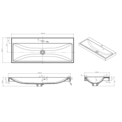 Nábytkové umyvadlo Naturel Cube Way 100x40 cm otvor pro baterii uprostřed CU10050
