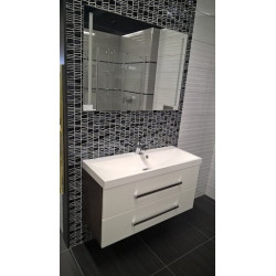 Koupelnová skříňka s umyvadlem Naturel Cube Way 100x40 cm bílá/wenge CUBE2100ZW