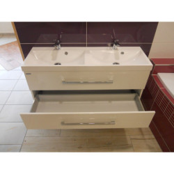 Koupelnová skříňka s dvojumyvadlem Naturel Cube Way 120x40 cm bílá/wenge CUBE2120ZW