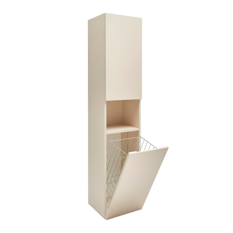 Koupelnová skříňka vysoká s košem na prádlo SAT Feel 36x165x32 cm béžová mat SATFEELV36BEK