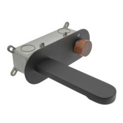 Umyvadlová baterie SAT Fusion včetně podomítkového tělesa páka tmavé dřevo SATBSFU101DTC