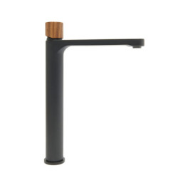 Vysoká umyvadlová baterie SAT Fusion bez výpusti páka tmavé dřevo SATBSFU285DTC