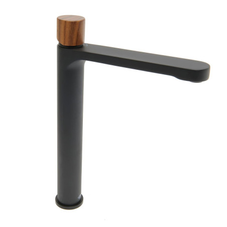 Vysoká umyvadlová baterie SAT Fusion bez výpusti páka tmavé dřevo SATBSFU285DTC