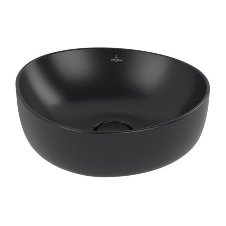 Villeroy & Boch Antao umyvadlo na desku 40x39,5 cm, bez přepadu, Ceramic Plus, Pure Black, 4A7240R7