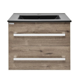 Koupelnová skříňka s černým umyvadlem SAT Cube Way 60x53x46 cm dub wellington mat CUBE46602DWMODC