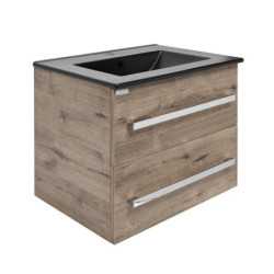 Koupelnová skříňka s černým umyvadlem SAT Cube Way 60x53x46 cm dub wellington mat CUBE46602DWMODC