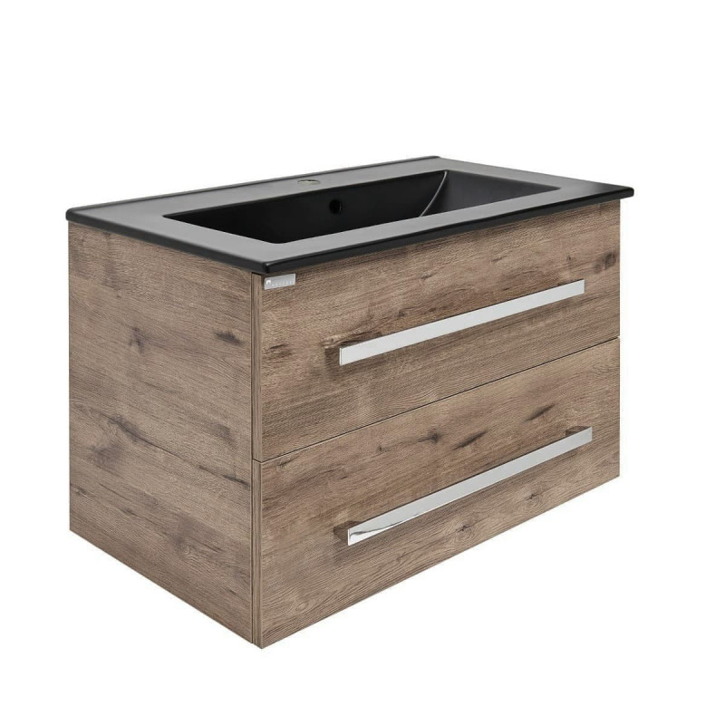 Koupelnová skříňka s umyvadlem SAT Cube Way 80x53x46 cm dub wellington mat CUBE46802DWMODC