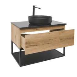 Koupelnová skříňka s umyvadlem a žulovou krycí deskou SAT B-Way 79x30x45 cm dub BWAY80OAKZFUB