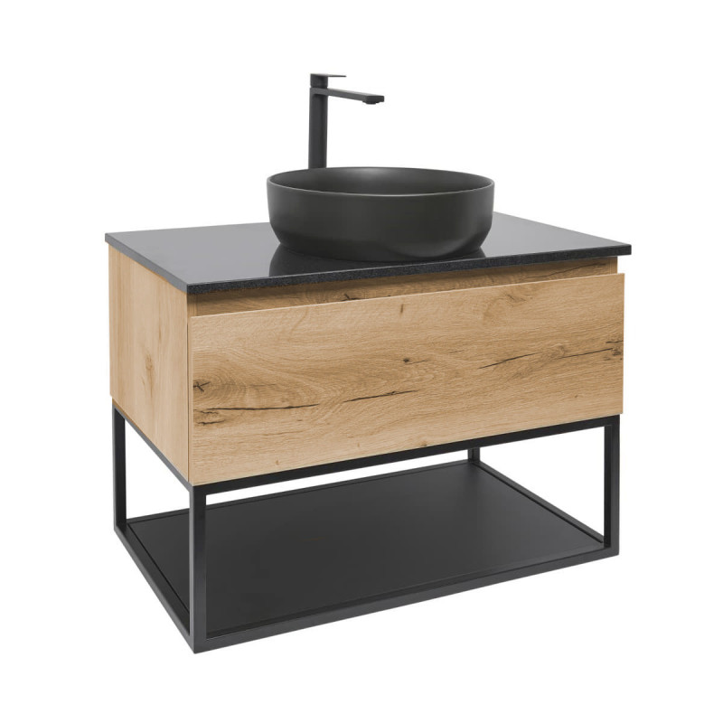 Koupelnová skříňka s umyvadlem a žulovou krycí deskou SAT B-Way 79x30x45 cm dub BWAY80OAKZFUB