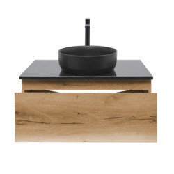Koupelnová skříňka s umyvadlem a technickým kamenem SAT B-Way 79x30x45 cm dub BWAY80OAKTKUB