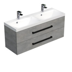 Koupelnová skříňka s černou úchytkou a umyvadlem SAT Cube Way 120x53x40 cm beton mat CUBE2C120ZBE