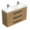 Koupelnová skříňka s černou úchytkou a umyvadlem SAT Cube Way 120x76,5x40 cm dub Hickory mat CUBE2C1203DH