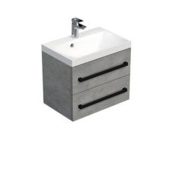 Koupelnová skříňka s černou úchytkou a umyvadlem SAT Cube Way 60x53x40 cm beton mat CUBE2C60ZBE