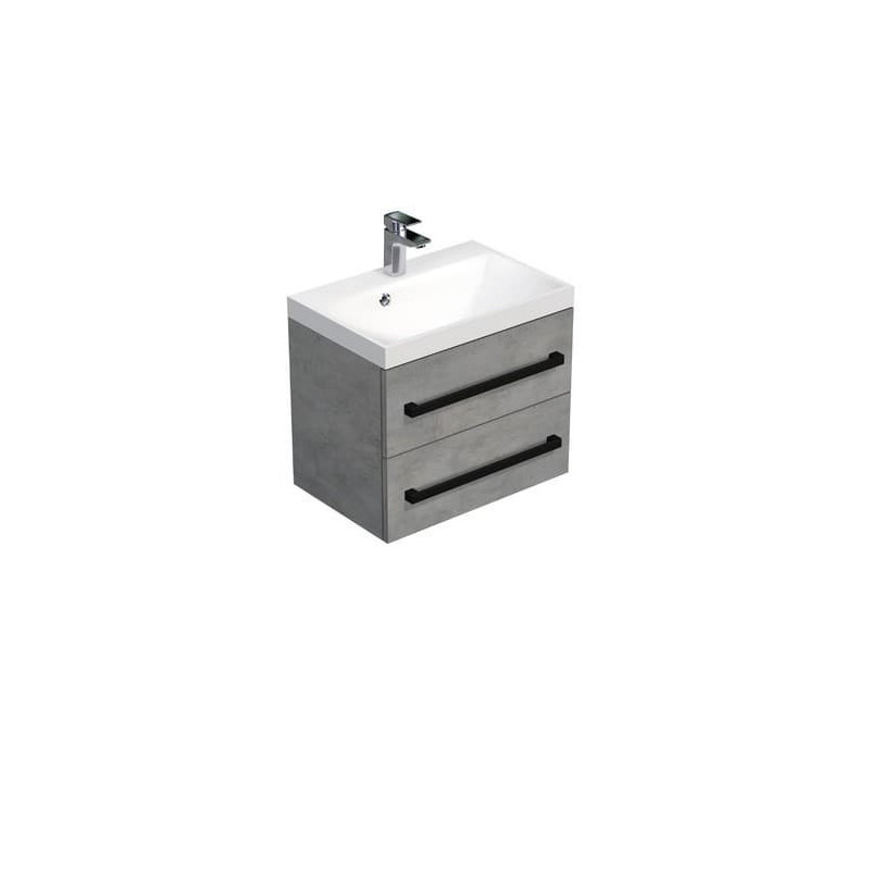 Koupelnová skříňka s černou úchytkou a umyvadlem SAT Cube Way 60x53x40 cm beton mat CUBE2C60ZBE